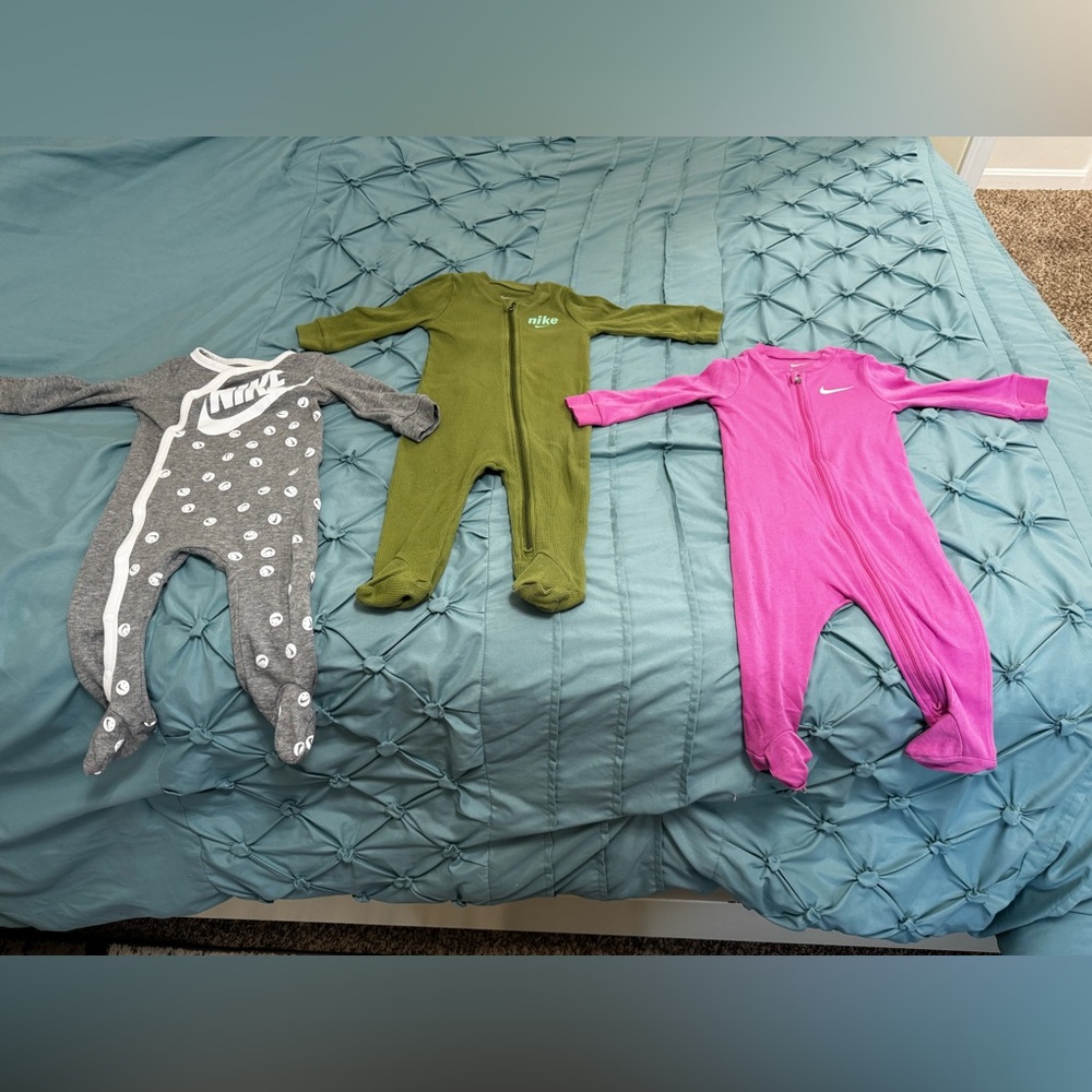 3 Piece Bundle-Nike Kids Footies - Gray, Green, and Pink